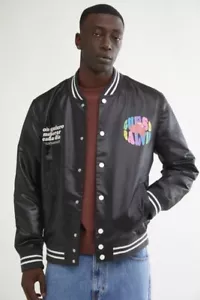 GUESS ORIGINALS X J Balvin Amor Paz Satin Varsity Jacket Coat Graphic NWT M $190 - Picture 1 of 17