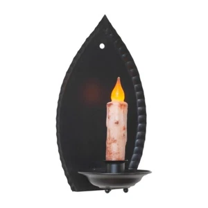 Rustikaler kolonialer gekräuselter Kerzenleuchter, 9" Metall, mattschwarz, Wandhalterung - Bild 1 von 1