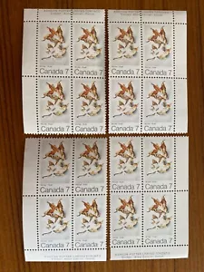 Canada Mint Stamps - 1971 7c MAPLE LEAVES(Winter) Inscription Corner Block Set - Picture 1 of 1