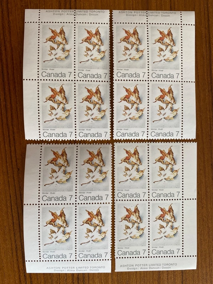 Canada Mint Stamps - 1971  7c MAPLE LEAVES(Winter)  Inscription Corner Block Set - Image 1 of 1