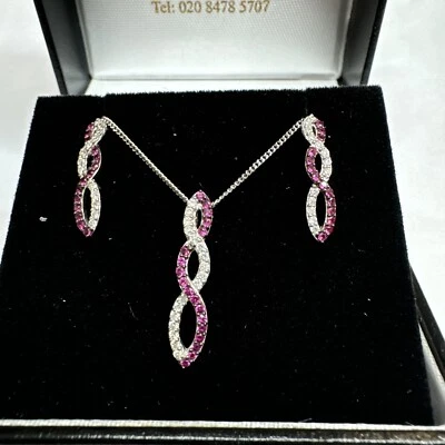 9ct Wg Diamond/Ruby Pendant/earring Set - Image 1 of 4