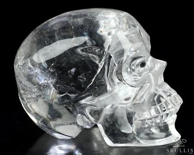 Calavera de cristal de roca de cuarzo transparente de 3,3", súper realista Foto 1 de 4