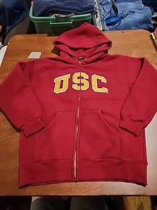 Sudadera con Capucha USC Trojans Heritage Granate/Amarillo Juvenil GRANDE Cremallera Completa Usada en Excelente Condición R11 - Imagen 1 de 8