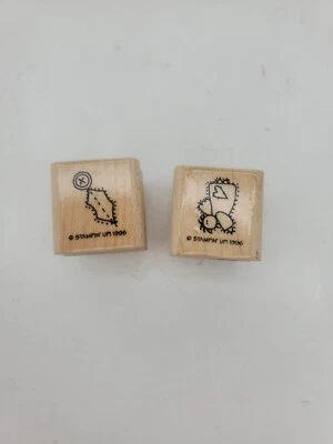 2 De colección. Parche de botón de ángel y costura 1996 líneas de coser estampillas de goma de madera Foto 1 de 2