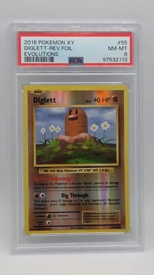 2016 Pokemon XY Evolutions Reverse Foil Diglett 55/108 PSA 8 NM-MT! - Image 1 of 2
