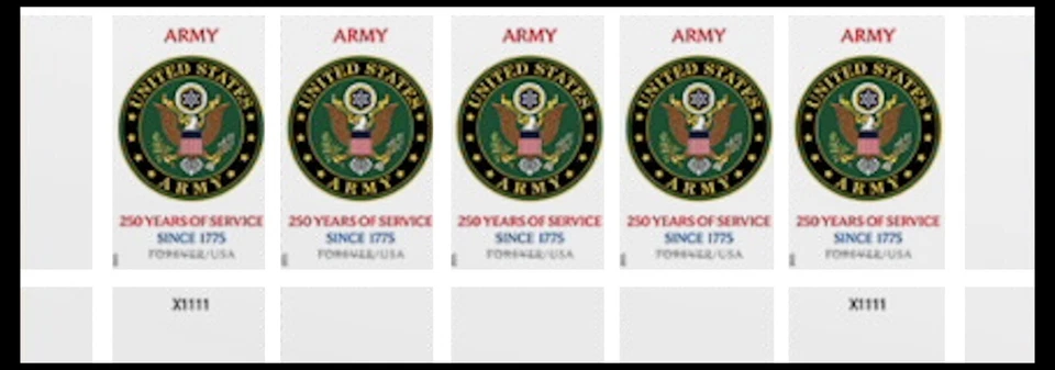 US 6003a Army 250 Years imperf NDC plate strip 5 MNH 2025 - Image 1 of 1