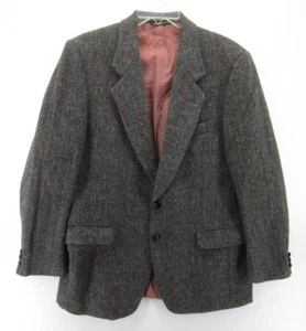 VINTAGE Harris Tweed Sport Coat Men 42 Gray Blazer Handwoven Scottish Tweed * - Picture 1 of 15