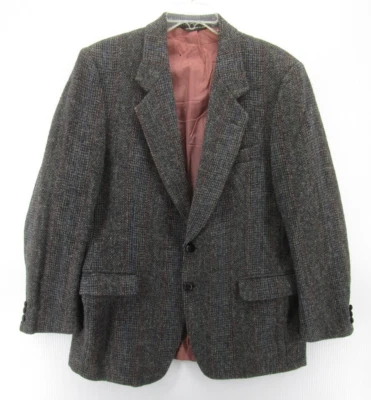 VINTAGE Harris Tweed Sport Coat Men 42 Gray Blazer Handwoven Scottish Tweed * - Image 1 of 4