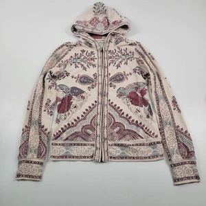 Lucky Lotus Hoodie Womens Small Beige Red Floral Lucky Brand Hooded Sweatshirt - Picture 1 of 11