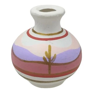 Miniatur Südwesten Keramik Vase 2" Kaktus Sonnenuntergang Wüste Vintage Dekor Kunst - Bild 1 von 7