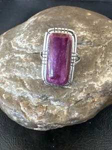 Womens Purple Spiny Oyster Navajo Sterling Silver Ring Size 8 18580 - Picture 1 of 13