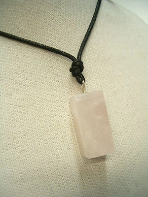 Ciondolo in ARGENTO 925 con QUARZO ROSA naturale e girocollo - pietra dura - - Immagine 1 di 3