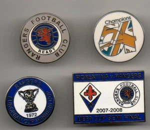 4 mixed Vintage Rangers badges including Champions 54 and ECWC 1972 - Picture 1 of 1