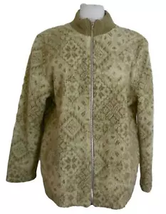 Napa Valley Womens Coat Size Medium Tan Fleece Full Zip Front Nordic Design - Picture 1 of 9
