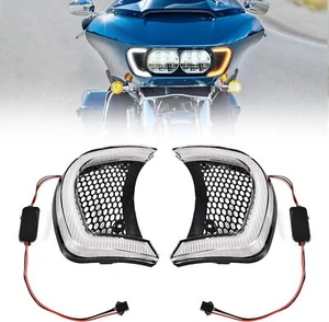 For Road Glide 2015-2024 LED Headlight Vent Accent Turn Signal Indicator Lights - Bild 1 von 12