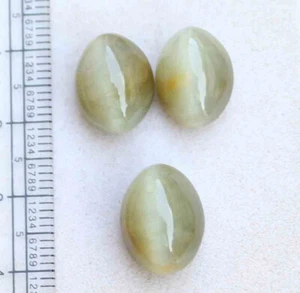 23,6 ct 11*15 mm Natürliches Katzenauge Oval Cabochon Schliff Lose Edelsteine 3 Stck. - Bild 1 von 4