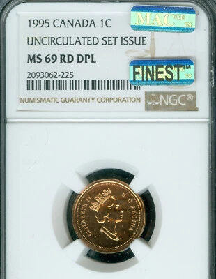 1995 CANADA CENT NGC MS69 RD DPL  MAC FINEST GRADED & SPOTLESS * - Image 1 of 2