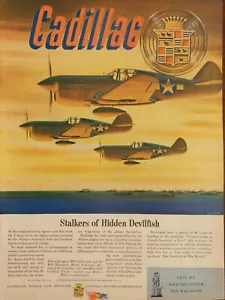 1944 de colección anuncio impreso Cadillac, acosadores de pez diablo oculto, Segunda Guerra Mundial - Imagen 1 de 1