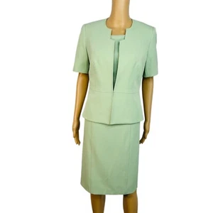 Traje de Vestido Kasper 2 Piezas Midi Talla 6 Verde Limón Aspecto Profesional Elegante Elegante - Imagen 1 de 10