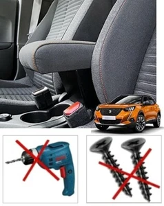 BRACCIOLO per PEUGEOT 2008 dal 2020 in tessuto antracite con cuciture arancioni - Imagen 1 de 4