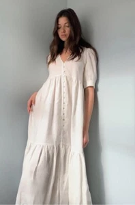 Wilfred Aritzia OHARA DRESS 100% linen Maxi Dress Size M Minimalist Contemporary - Picture 1 of 11
