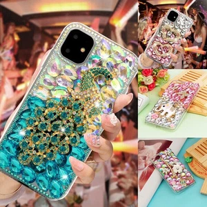 For iPhone 12 13 14 15 16 Pro Max Case Bling Glitter Flowers Full Diamonds Cover - Picture 1 of 19