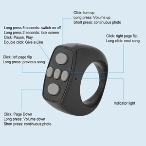 (Black)BTV5.3 Remote Control Ring Page Turning Control Auto Connection Smart - Photo 1 sur 12
