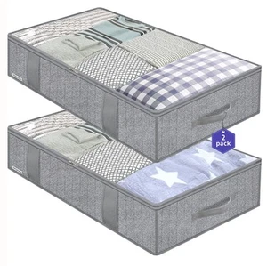 Large Underbed Storage Bags Organizer Container (2 Pack) with 4 Handles and 2... - Picture 1 of 6