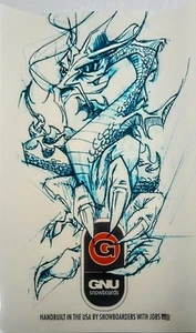 Gnu Snowboard Vintage Lightbox Poster Transparent 14x22 Y2K Promo Dragon Grafik - Bild 1 von 4