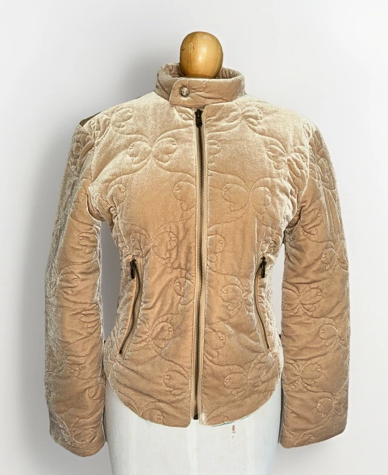 Chaqueta acolchada de terciopelo Bebe - Abrigo beige champán acolchado con cremallera  Foto 1 de 4