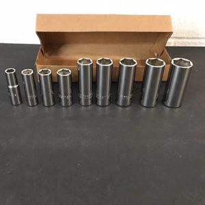 9 Pc Proto Professional 3/8 Drive SAE Deep Socket 6Pt 3/8"-7/8" USA 5012H 5028H - Picture 1 of 4