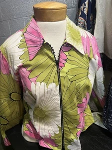 JOSEPH RIBKOFF Jacket Womens Size 14 Colorful Floral Full Zip 3/4 Sleeve - Picture 1 of 11