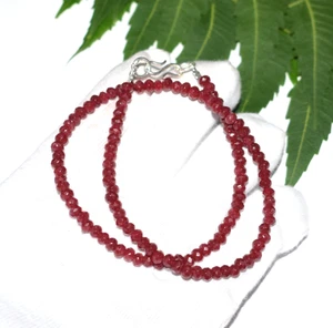 925 Sterling Silver Red Ruby Dyed Gemstone Christmas Day 30" String Necklace - Picture 1 of 21
