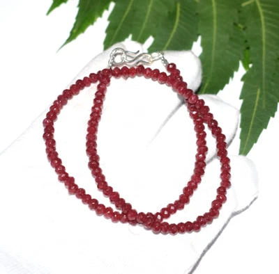 925 Sterling Silver Red Ruby Dyed Gemstone Christmas Day 30" String Necklace - Image 1 of 4