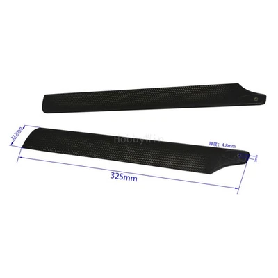 325mm Carbon Main Blades Black for 450 Class RC Helicopter Upgrade Hobby Parts - Image 1 of 4