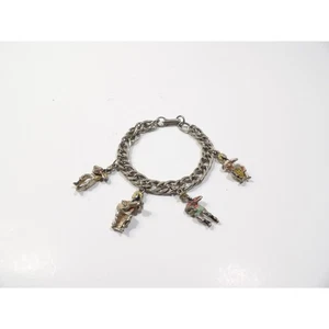 Vintage Steel Band charm bracelet, Blackamoor drummer musicians, 6" length - Picture 1 of 10