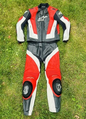 Vintage Alpinestars APEX 2 Pc Leather Racing Suit Size 38/Red/Black/White - Image 1 of 4