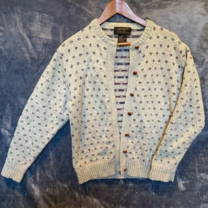 Vtg Eddie Bauer Sweater Womens Medium Cardigan Academic Floral Cottage Wool Knit - Picture 1 of 9