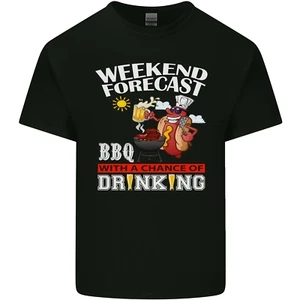 BBQ Weekend Forecast BBQing Alcohol Beer Mens Cotton T-Shirt Tee Top - Picture 1 of 102