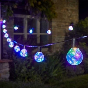 Multi-Coloured Garden String Lights Globe Pack of 20 Firefly Festoon LED Outdoor - Picture 1 of 12