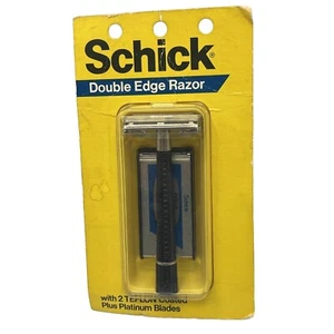 Rasoio vintage NOS Schick doppio bordo con 2 rivestiti in teflon più lame in platino - Foto 1 di 6