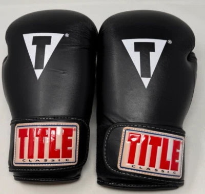 Guantes de boxeo clásicos Title Black Max Max Max con correa de muñeca ajustable Foto 1 de 4
