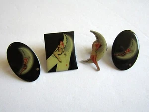 Lote de 4 botones pin up vintage para niñas  - Imagen 1 de 4