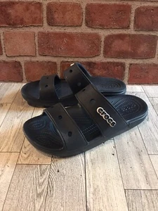 Crocs Women’s 8 Slides Navy Blue Sandals Beachware Jibbitz  - Picture 1 of 6