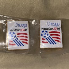 World Cup USA 94 1994 Soccer Pin by Peter David Inc -Chicago edition -set of 2