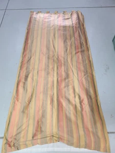 India's Heritage Warm Striped Tab Top Lined Silk Drape Panel 44 X 96 - Picture 1 of 9