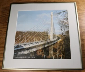 Fotografía enmarcada puente Victor Bodson - Hessperange Luxemburgo ciudad Pont Haubané - Imagen 1 de 3