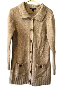 Lands' End Cardigan Women's Medium Button Up Wool Cashmere Angora Sweater - Picture 1 of 17