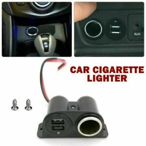 12V	Power Adapter Dual USB Port Car Cigarette Lighter Socket Splitter Charger 