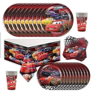 Cars McQueen Party Supplies Set Plates Cups Tablecloth Napkins Birthday Decor - Picture 1 of 6